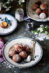 ricotta doughnuts with lavender..selective focus.