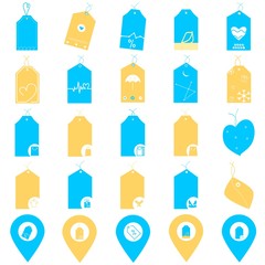 Set of price tags or sale shopping labels with rope. Price tag vector icon in modern design style for web site, mobile app and advertising. Template shopping labels with flat design vector.