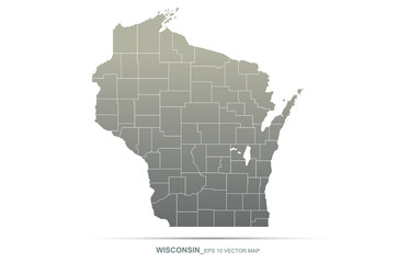 wisconsin map. wisconsin vector map of U.S. states. 