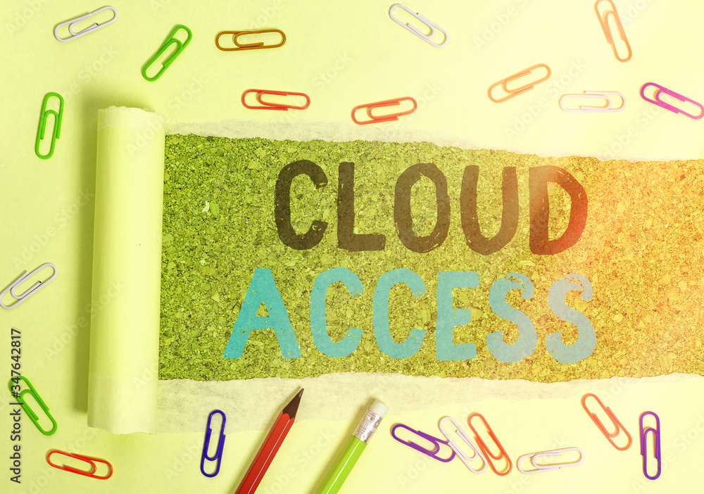 Poster conceptual hand writing showing cloud access. concept meaning software tool between the organization