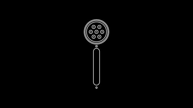 White line Strainer spoon icon isolated on black background. 4K Video motion graphic animation