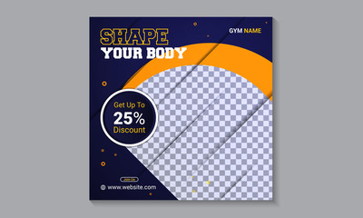 Fototapeta premium Fitness Gym social media square banner template design for online marketing. Social media promotional post Online marketing banner for Gym.