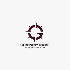 Compass logo design vector. Monogram G abstract sign symbol.