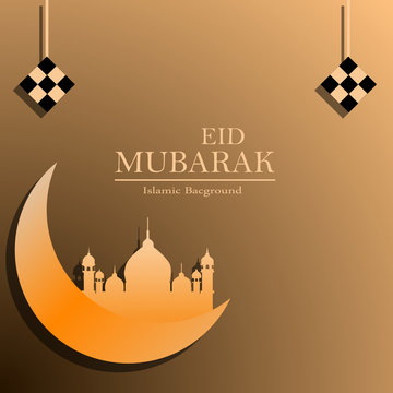eid mubarak greeting card vector illustration
