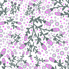 Abstract flowers seamless pattern. Colorful vector background - 347648854