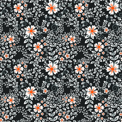 Abstract flowers seamless pattern. Colorful vector background - 347649039