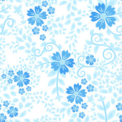 Abstract flowers seamless pattern. Colorful vector background - 347649049