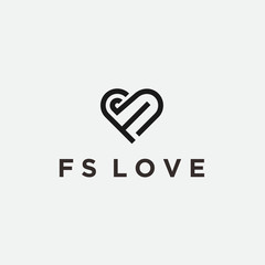 FS logo love. love vector