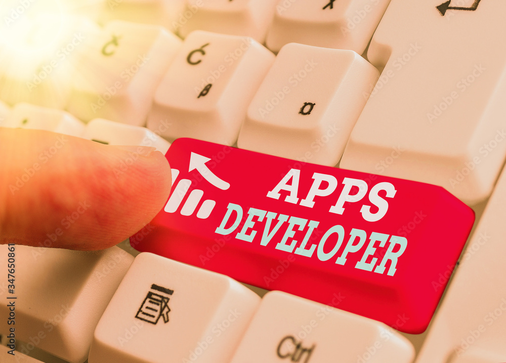 Poster word writing text apps developer. business photo showcasing graphic artist software programmer and a