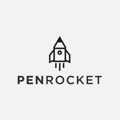 rocket pen logo / space vector / rocket doc logo