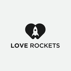 Love Rocket logo. vector space