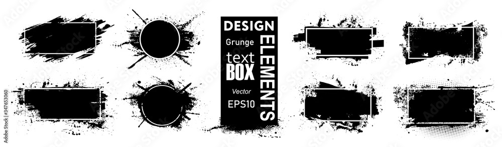 Poster paint compositions, grunge with frame, texting boxes. dirty design elements, quote box speech templa
