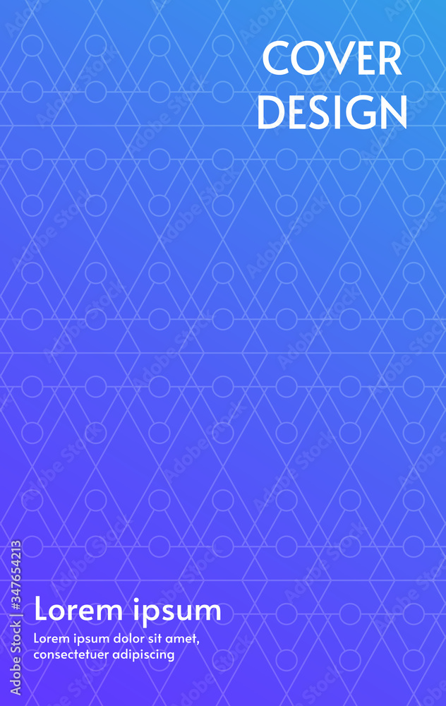 Poster abstract pattern of symbol cover design on violet and blue gradient background