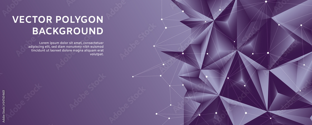 Poster abstract polygonal shapes of polygon line in violet and white gradient background