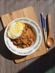 한국의 음식 김치볶음밥 
