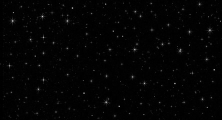 Naklejka na ściany i meble Black and white star background, white stars in the black sky, starry sky, universe, outer space, astronomy, science