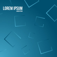 Abstract modern shapes with squares on dark and blue background