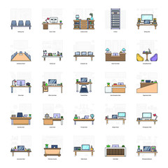 Pack Of Tables Flat Illustration 