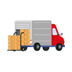 truck with cart and boxes delivery service