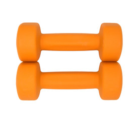 Orange sport dumbbells