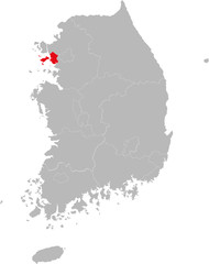 Incheon province highlighted on South korea map. Business concepts and backgrounds.