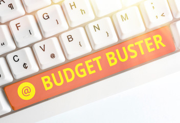 Text sign showing Budget Buster. Business photo text Carefree Spending Bargains Unnecessary...