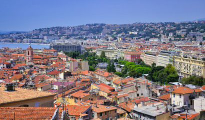 An aerial view of Nice, France along the French Riviera.