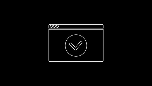 White line Secure your site with HTTPS, SSL icon isolated on black background. Internet communication protocol. 4K Video motion graphic animation