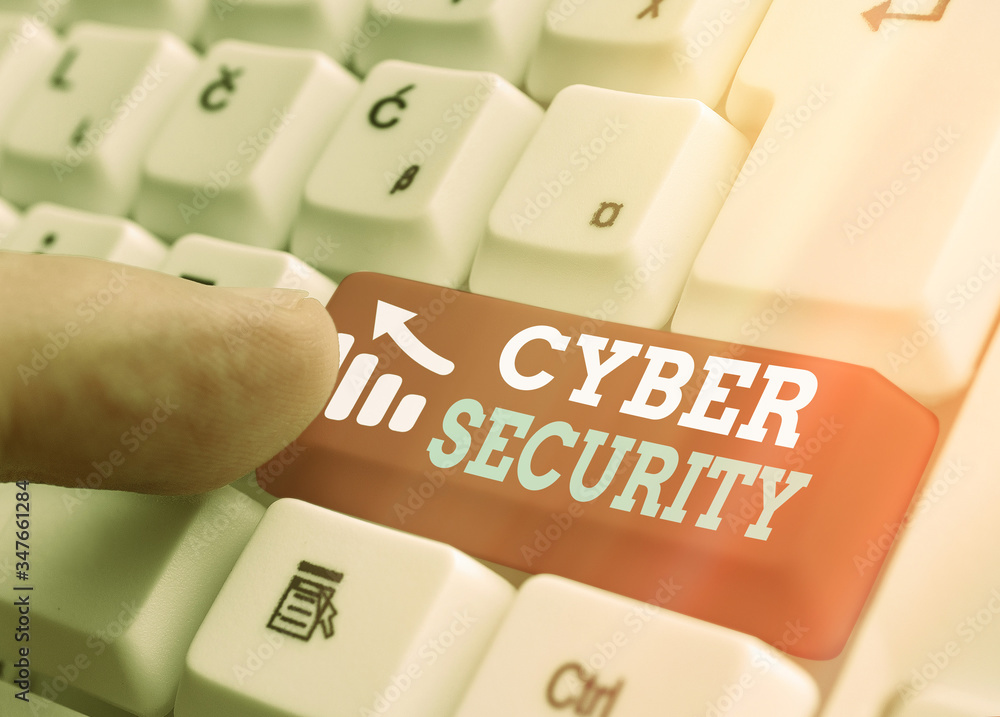 Poster word writing text cyber security. business photo showcasing protect a computer system against unauth