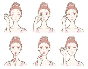 Obraz premium メイクをしている女性のイラスト
