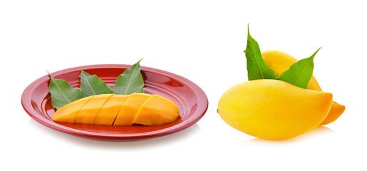 Ripe mango on white background
