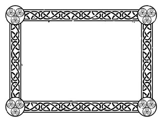 Vector Celtic frame with a knot pattern and swirls.