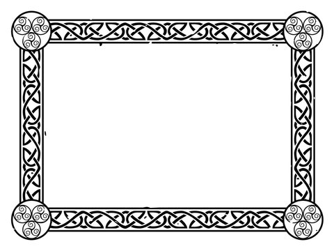 Vector Celtic frame with a knot pattern and swirls.