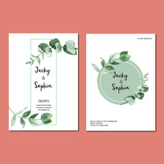 Spring Invitation card with floral maple and leaves. freshness botanical,thanks card, mother’s day flower watercolor vector illustration design