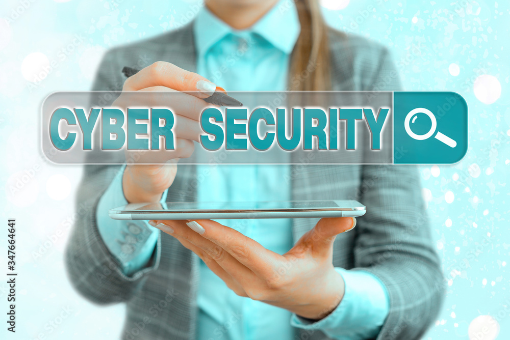 Poster text sign showing cyber security. business photo text protect a computer system against unauthorized