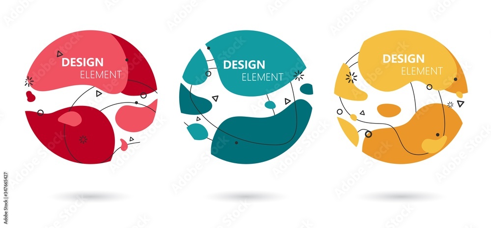 Poster abstract modern graphic elements set. graphic design colorful trend with rounded edges.