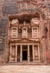 The main temple in Petra is an ancient majestic building of Al-Khazneh.