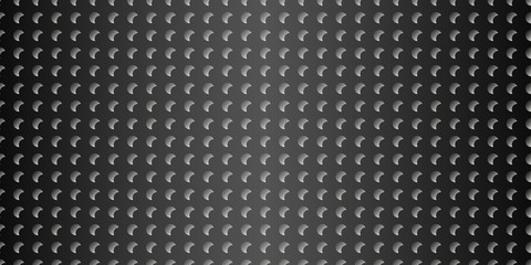 Perforated flat surface made of paper, plastic, steel sheet metal. Black texture background. Seamless vector pattern.