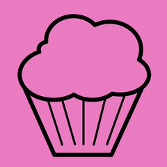 Cupcake line icon on a pink background
