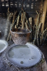 Thailand village, Far north Thailand, nan province, thai, country town, village, cow, buffalo statue, beast, straw basket, basket, river, salt mine, salt factory, ancient salt water catcher, River