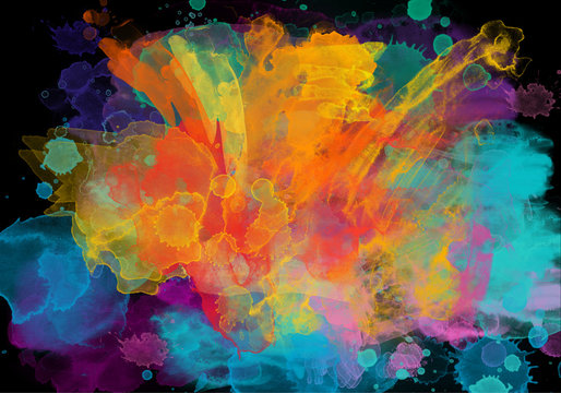 Abstract multi colored aquarelle painted background.