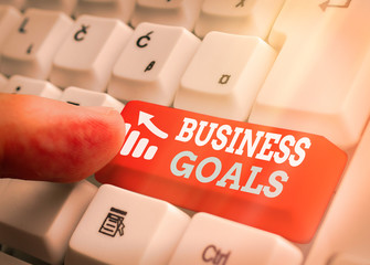 Word writing text Business Goals. Business photo showcasing Expectation to accomplish over a...