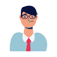 businessman sick with runny nose character