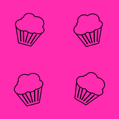 Cupcake line icon for wallpaper decorations
