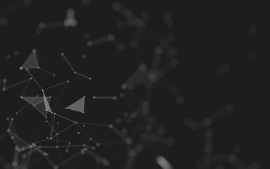 Abstract background. Molecules technology with polygonal shapes, connecting dots and lines. Connection structure. Big data visualization.