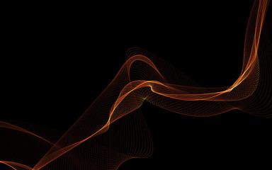 Dark abstract background with a glowing abstract waves