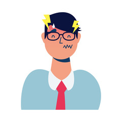 businessman sick with headache character