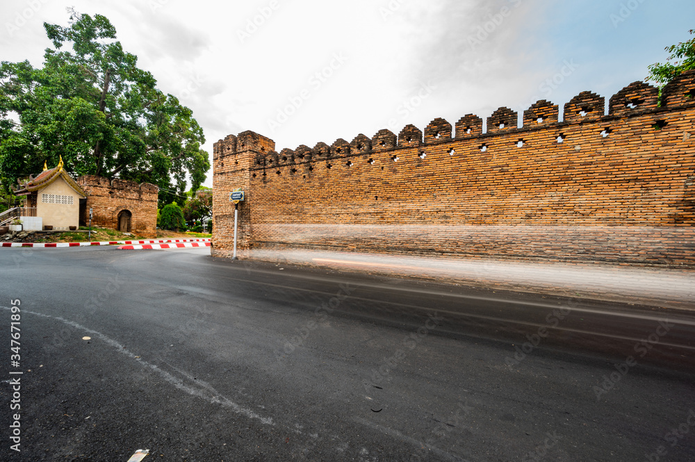 Canvas Prints Chiang Mai Gate with city street