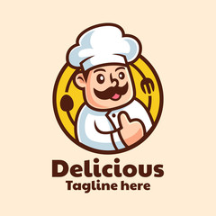 cartoon character chef logo design