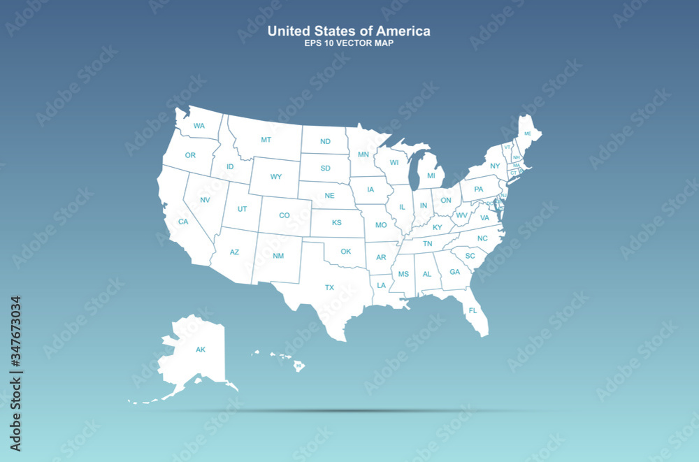 Wall mural united states of america vector map. usa graphic design background map.